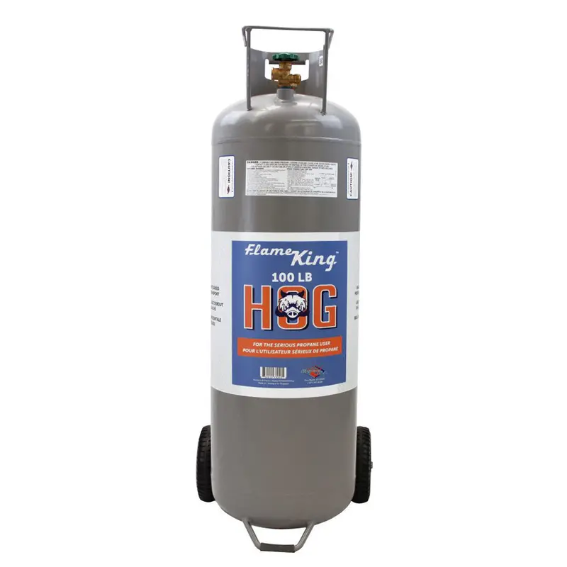 Flame King YSN100HOG 100-LB Propane Tank — Horizontal/Vertical Mount, POL Valve & Wheels