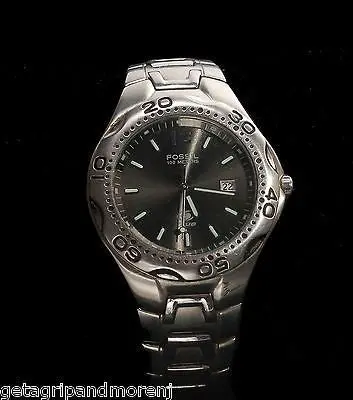 Fossil AM-3423 Blue Stainless Steel Men’s Watch – 100M Water Resistant, Excellent