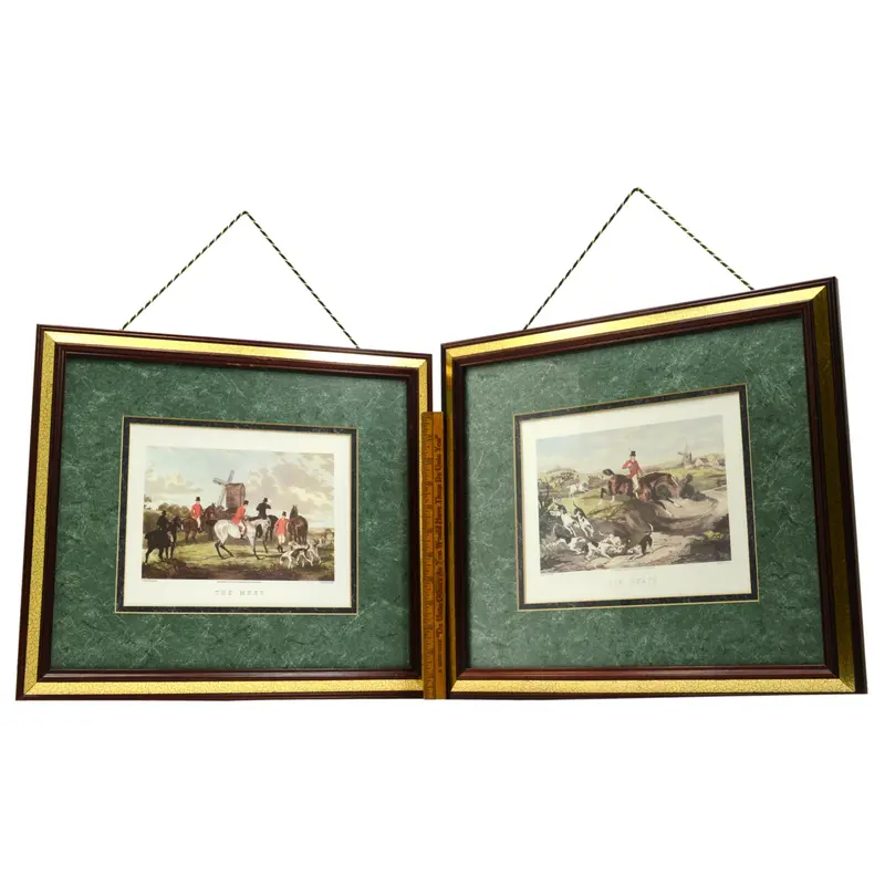 Framed William Shayer Engravings — ‘The Meet’ and ‘The Death’, C.R. Stock Printed
