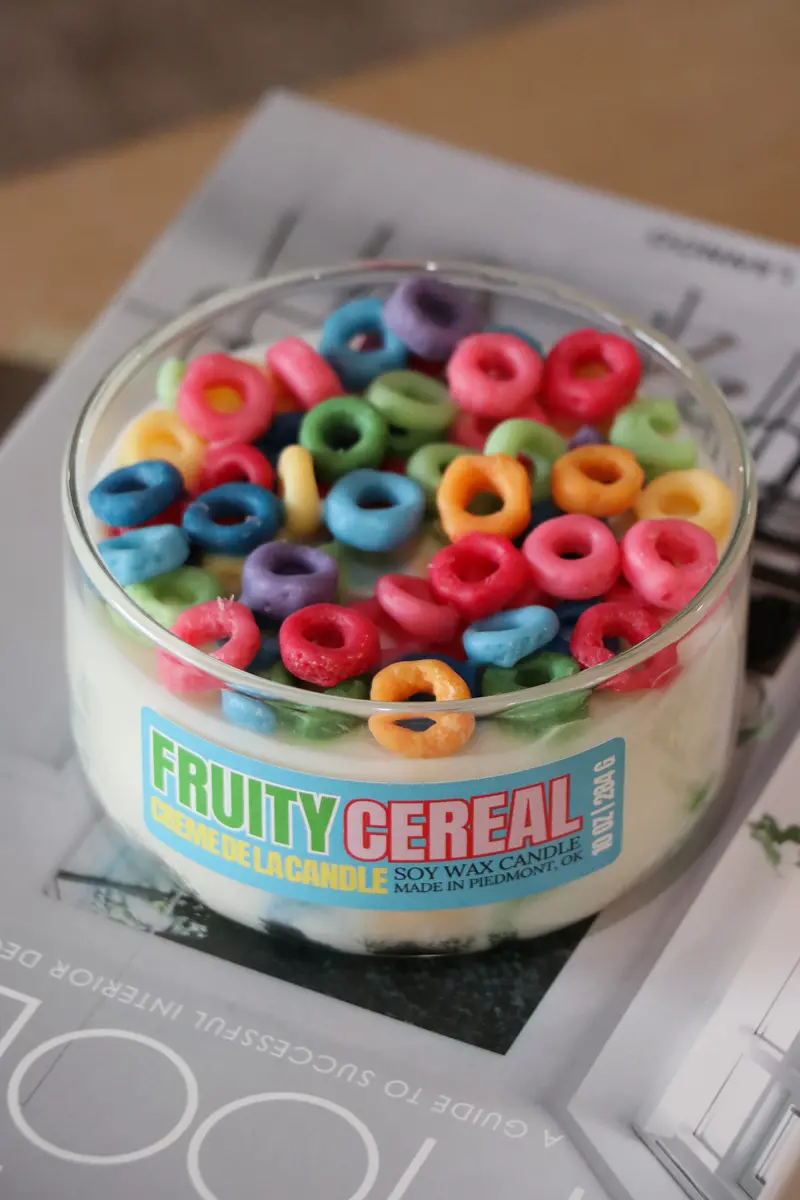 Fruity Cereal Wickless Candle – 9 oz Nostalgic Breakfast-Inspired Scent