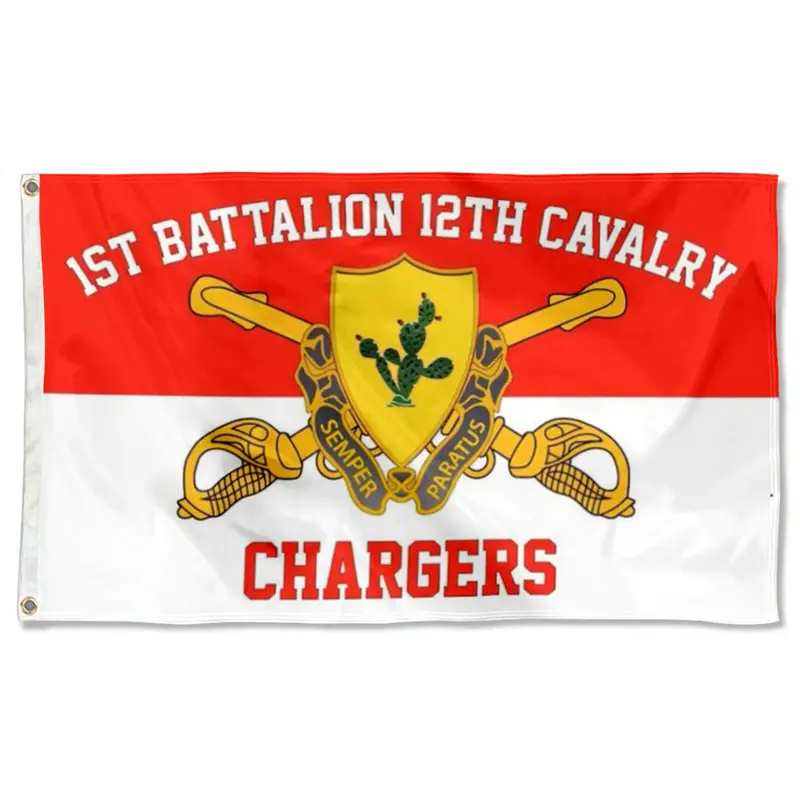 Fyon 1st Battalion 12th Cavalry Chargers Banner – Heavy-Duty Outdoor & Indoor Flag