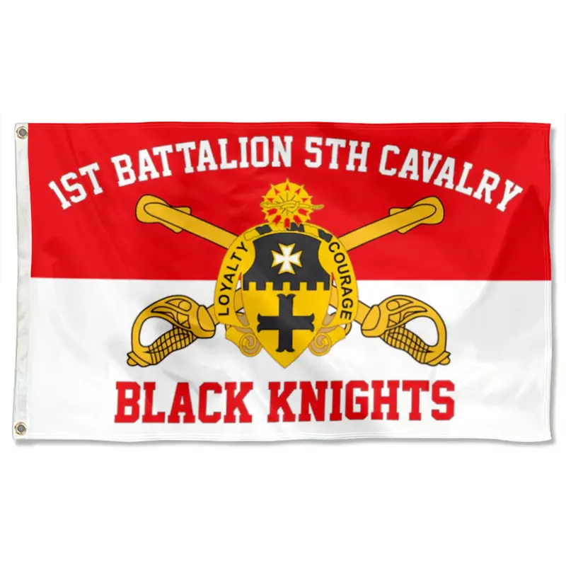 Fyon 1st Battalion 5th Cavalry Black Knights Banner – Vibrant Indoor & Outdoor Display Flag