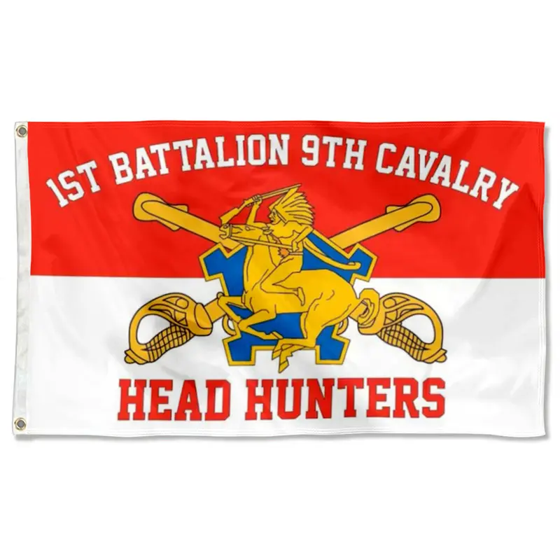 Fyon 1st Battalion 9th Cavalry Head Hunters Banner – Fade-Resistant Indoor/Outdoor Flag