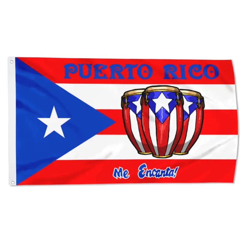 Fyon Custom Puerto Rico Flag Featuring Three Congos Symbols – Unique Heritage Banner