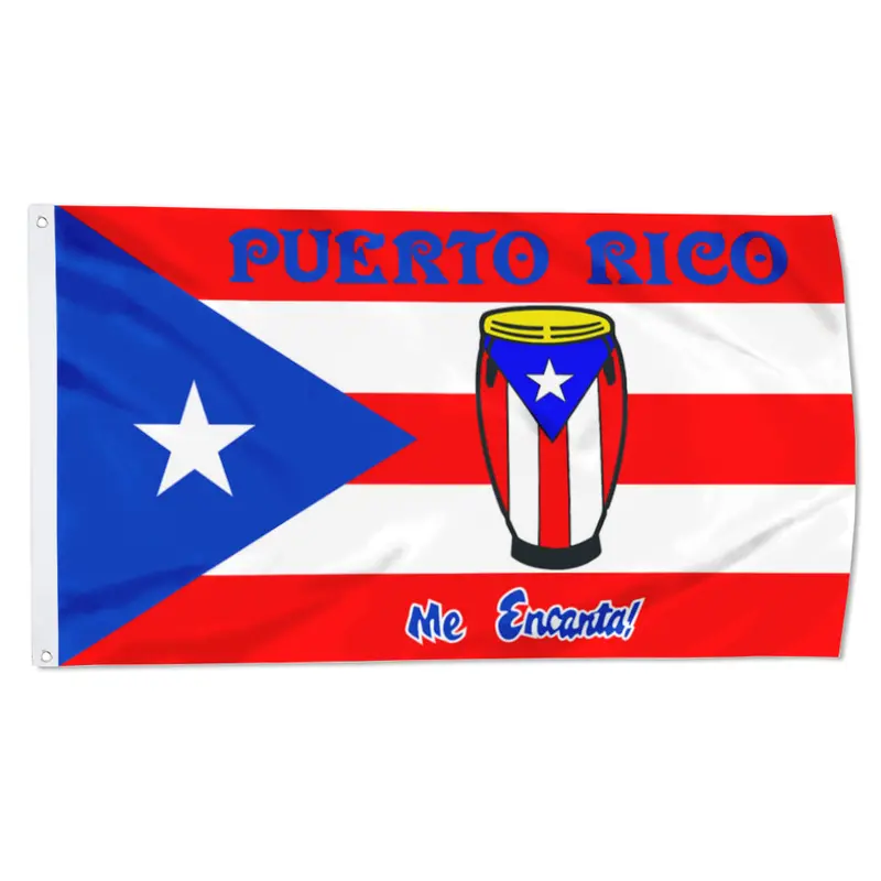 Fyon Custom Puerto Rico Flag with Congos Motif – Artistic Cultural Banner