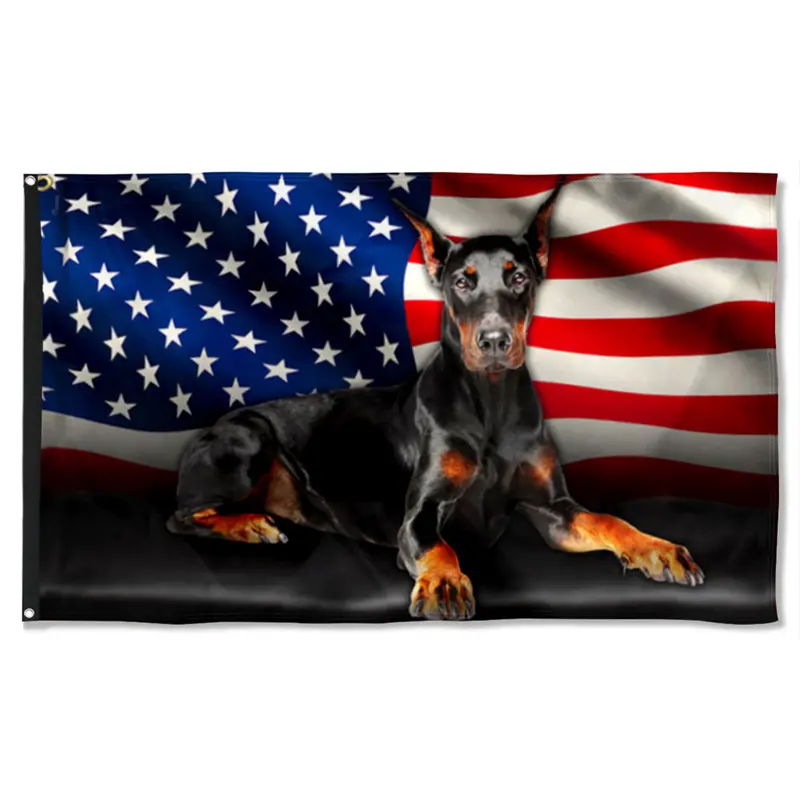 Fyon Doberman American Flag – Patriotic Canine-Themed Banner