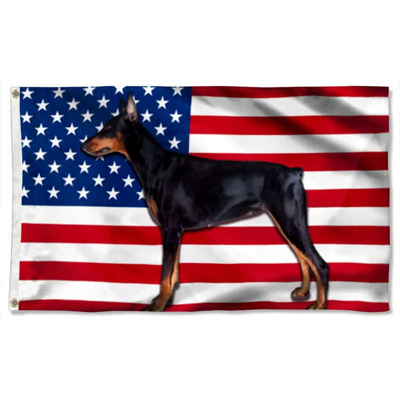 Fyon Doberman Pinscher Flag – Sleek Black Canine Banner