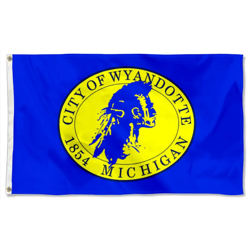 Fyon Double-Sided Wyandotte Michigan City Flag Banner
