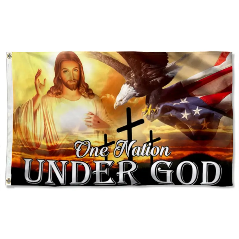 Fyon Eagle & Cross Banner – ‘One Nation Under God’ Patriotic Flag