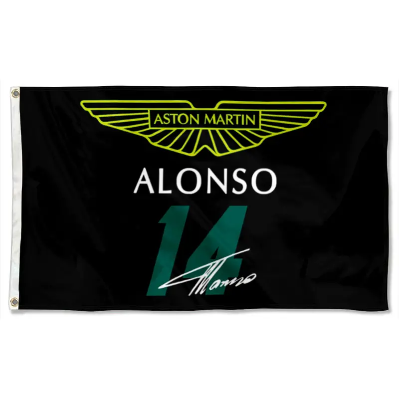 Fyon Fernando Alonso Racing Flag Banner – #14 Aston Martin Fan Art Style