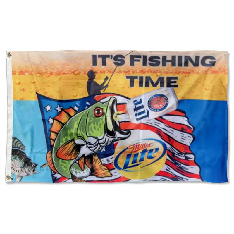 Fyon Fishing Time Themed Double-Sided Man Cave Flag Banner
