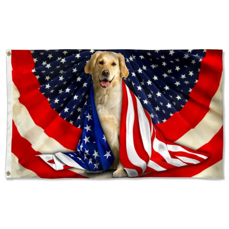 Fyon Golden Retriever Bunting Flag – USA-Themed Canine Decor Banner
