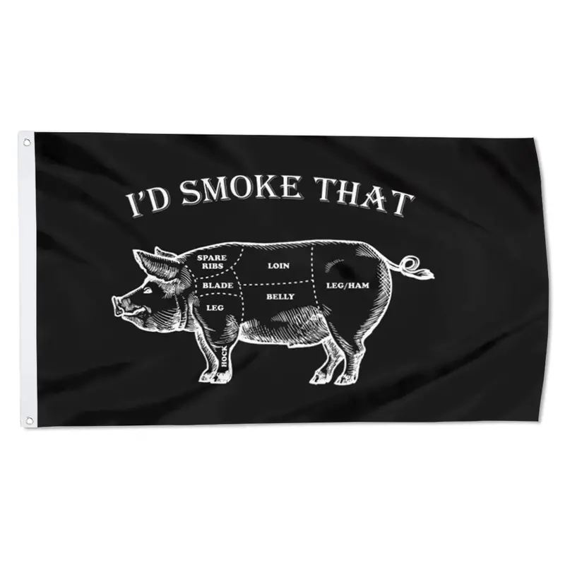 Fyon ‘I’d Smoke That Pig’ BBQ Humor Flag – Grill-Themed Indoor/Outdoor Banner