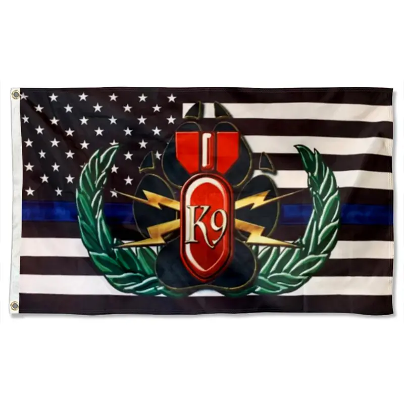 Fyon K9 Bomb Dog Thin Blue Line Flag – Honor Canine Officers Indoors or Out