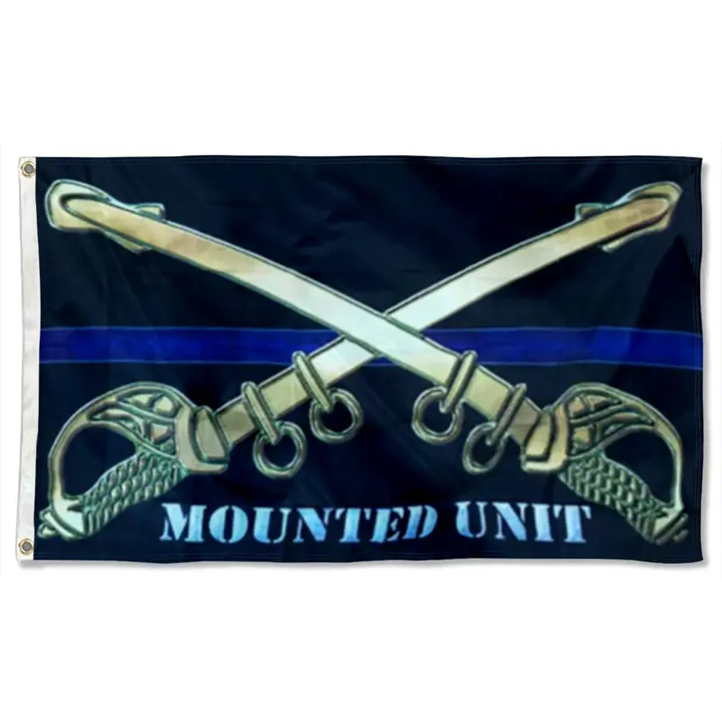 Fyon Mounted Unit Thin Blue Line Blackhorse Flag – Commemorative Police Unit Banner