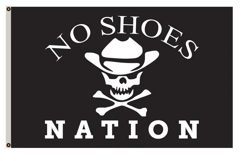 Fyon No Shoes Nation Black Flag Banner – Bold Statement Design