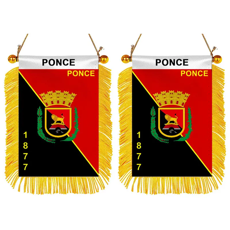 Fyon Ponce City Flag Mini Rearview Mirror Flags (2-Pack)