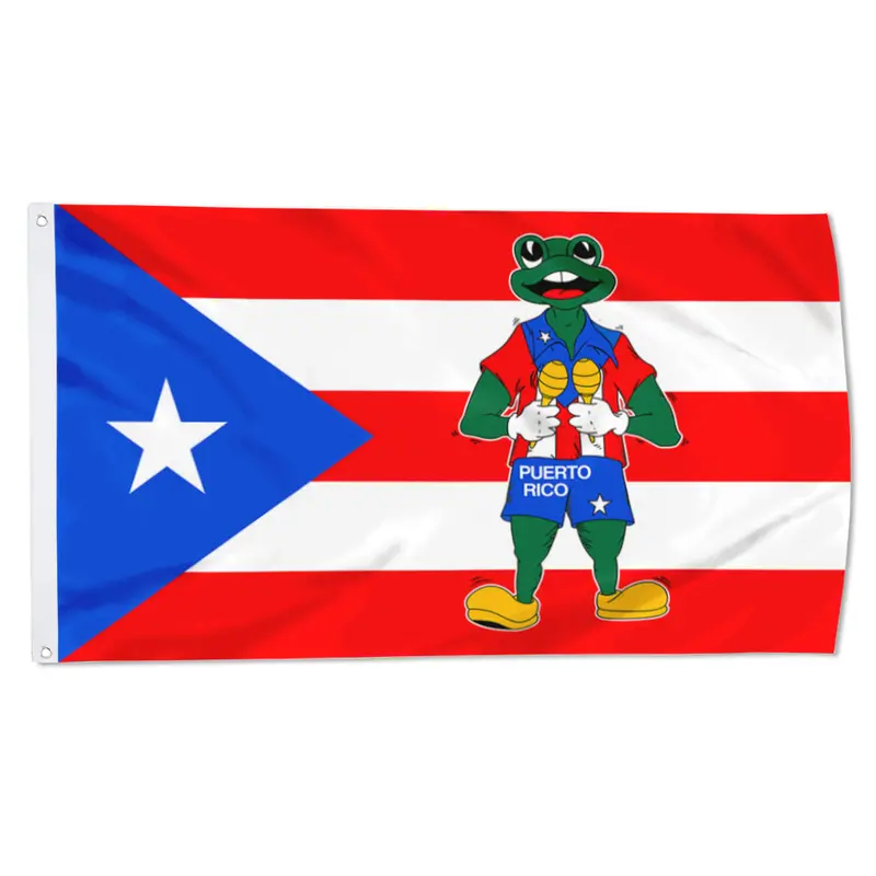 Fyon Puerto Rico Frog & Maraca Themed Custom Flag Banner