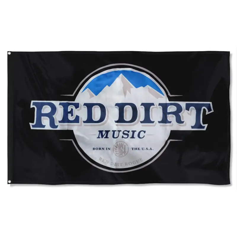 Fyon Red Dirt Music & Mountains Flag Banner – Black Edition, Durable Indoor/Outdoor Display