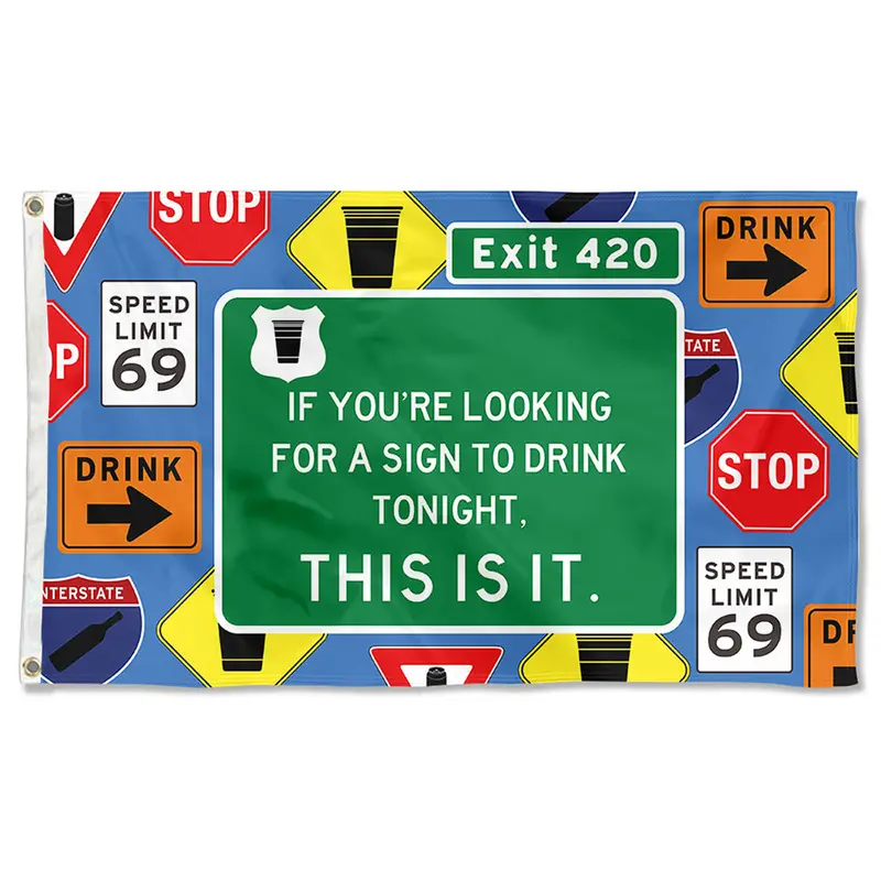Fyon ‘Sign to Drink’ Humorous Flag Banner – Indoor and Outdoor Use