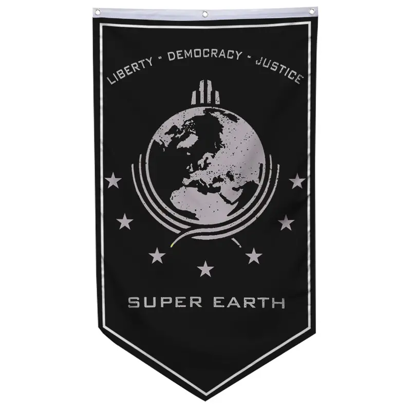Fyon Super Earth Flag – 30×50 Inch Jet Black Indoor/Outdoor Banner