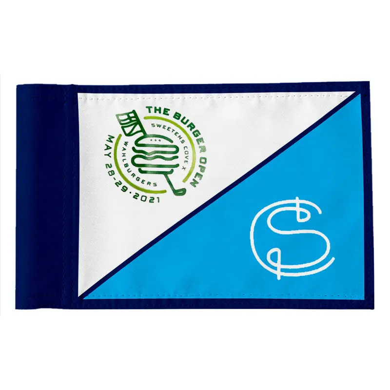 Fyon Sweetens Cove Golf Flag – Blue & White Original Design, Mark Wahlberg Event Banner
