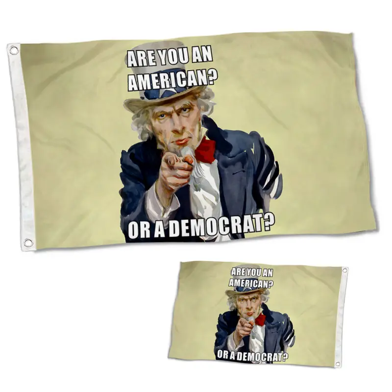 Fyon Trump 2024 ‘American or Democrat?’ Double-Sided Political Campaign Flag