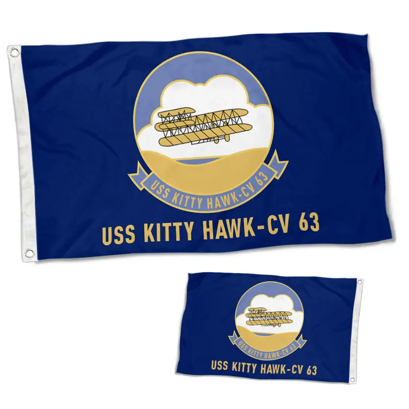 Fyon USS Kitty Hawk CV-63 Double-Sided U.S. Navy Historical Flag Banner