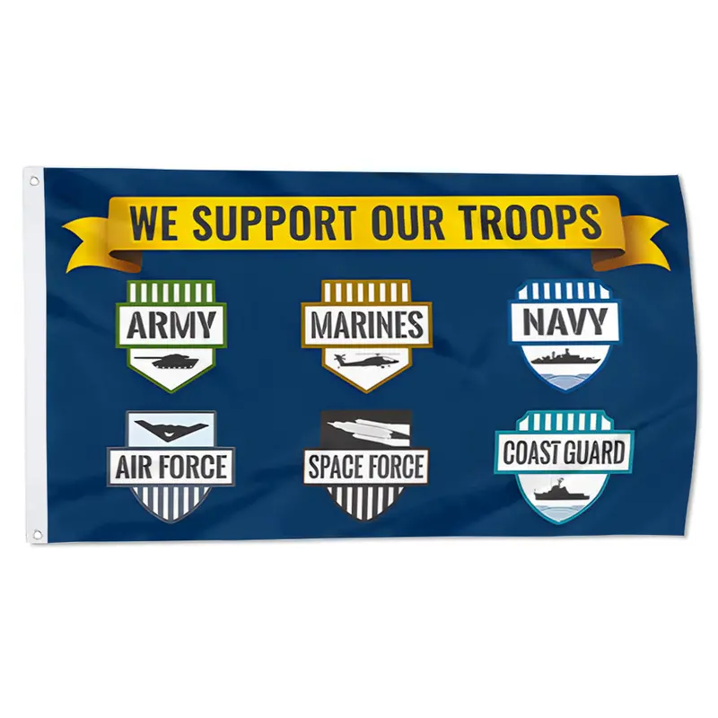 Fyon ‘We Support Our Troops’ Patriotic Banner – Indoor/Outdoor Flag
