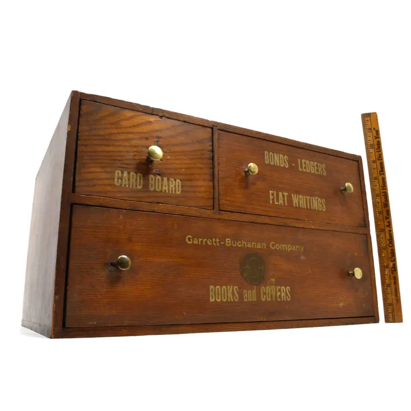 Garrett-Buchanan Co. Vintage Wooden Stationery Cabinet — 3-Drawer Chest