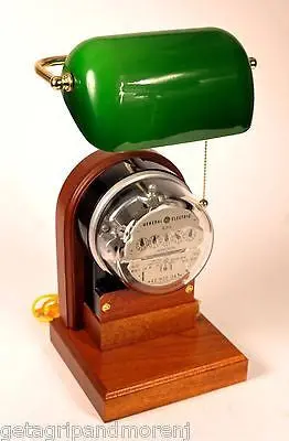 General Electric Kilowatt-Hour (kWh) Meter – Vintage Green Glass Shade, Excellent Working Condition