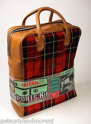 Genuine Thermos Sports Kit – Plaid Tote with Two Bottles and Insulated Food Compartment
