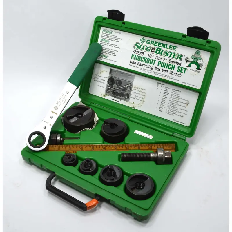 Greenlee Slug Buster Knockout Punch Set Model 7238SB – Lightly Used, Includes Wrench Driver Tool