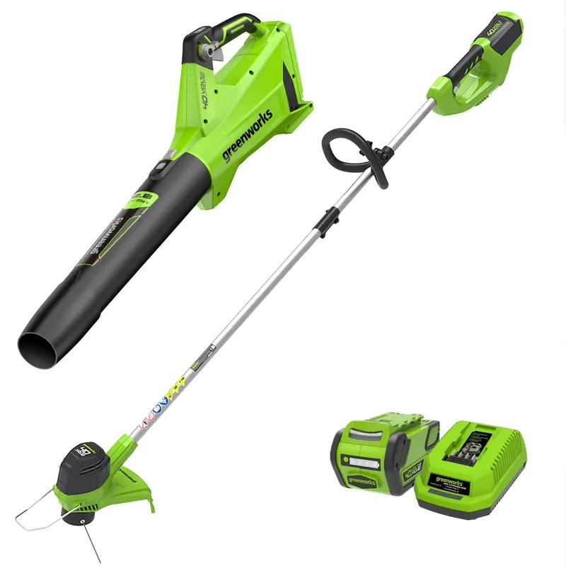Greenworks 40V 12-Inch String Trimmer + 120 MPH Jet Blower Combo Kit with 4.0Ah Battery & Charger