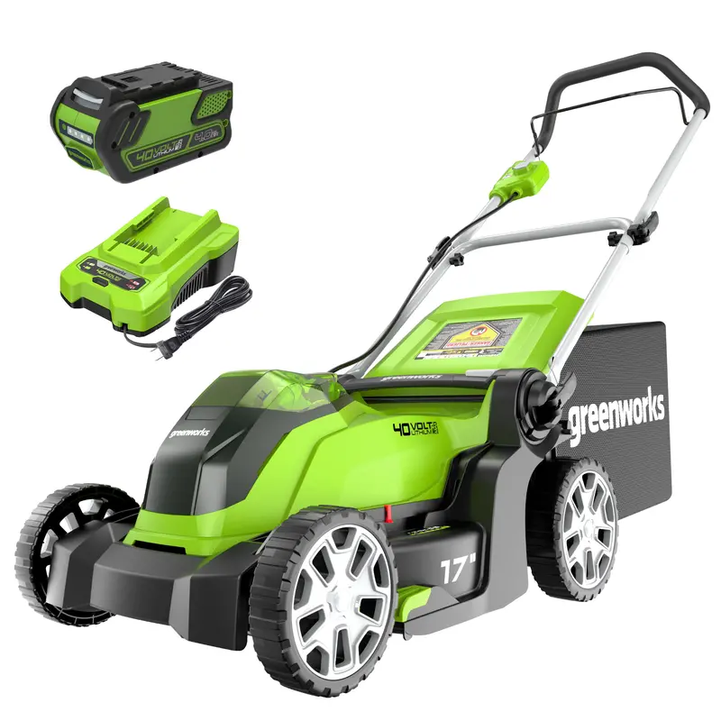 Greenworks 40V 17-Inch Push Lawn Mower with 4.0Ah Battery and Charger