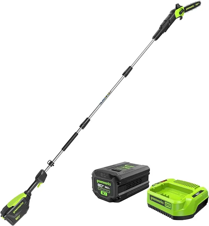 Greenworks 80V 10-Inch Brushless Cordless Pole Saw with 2.0Ah Battery and Charger