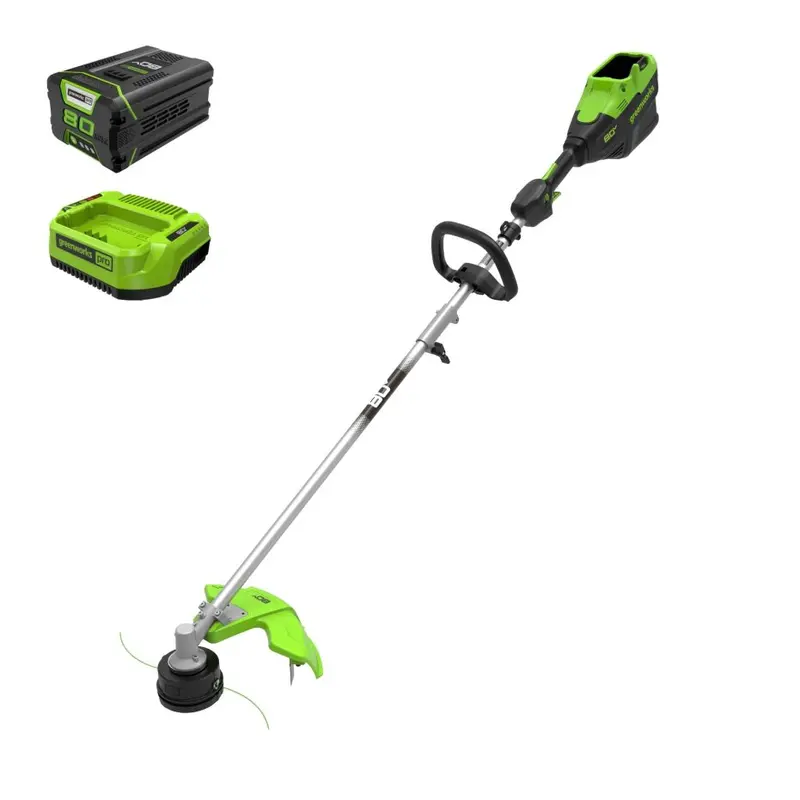 Greenworks 80V 16-Inch Top-Mount String Trimmer — Attachment-Capable, Includes 2.5Ah Battery and Charger