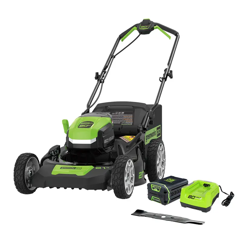 Greenworks 80V 21-Inch Brushless Lawn Mower Kit with 4.0Ah Battery, Charger, and Bonus Blade
