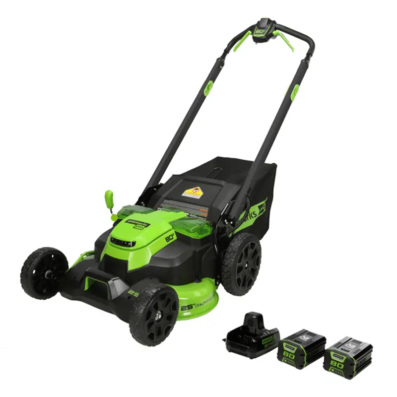 Greenworks 80V 25-Inch Self-Propelled Lawn Mower Kit with 2.0Ah & 4.0Ah Batteries and Charger