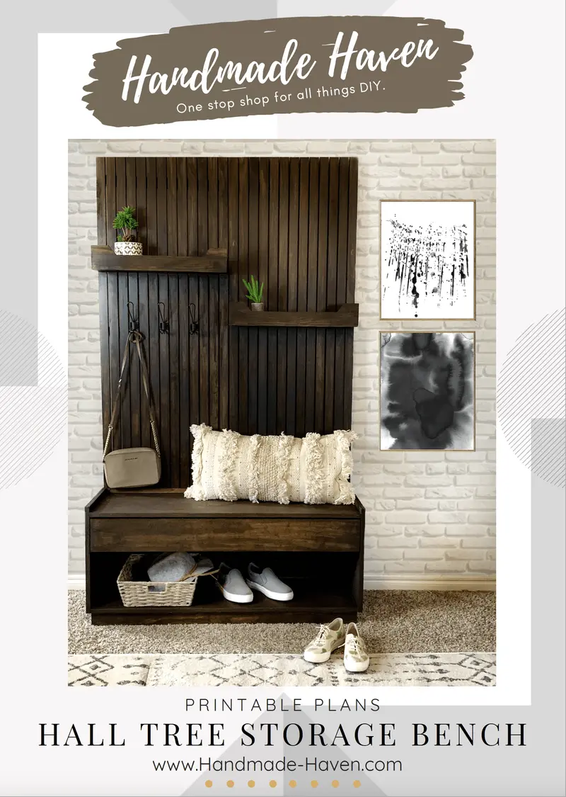 Hall Tree with Storage Bench — Detailed DIY Blueprint Set