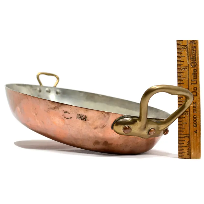 Hand-Hammered Copper Au-Gratin Pan by Bridge Kitchenware, France — 10″ × 16″
