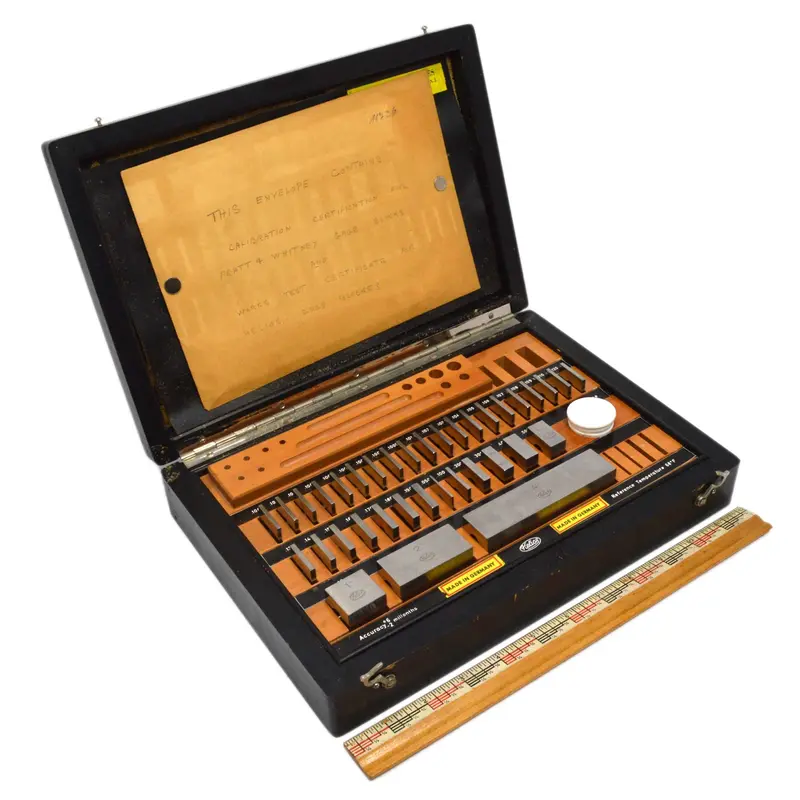 Helios Precision Gage Set – Partial German Collection, Model No. 11736 in Black Wood Box