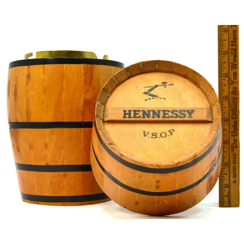 Hennessy St. Bernard Miniature Oak Barrel – 10-Inch Advertising Keg, Vintage Wood Cask