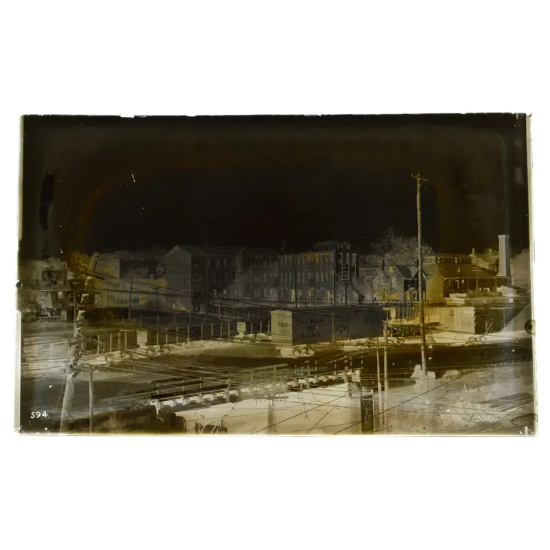 Historic Glass Negative: John Royle & Sons Factory Building & Train Yard, c.1901 (5″ × 8″)