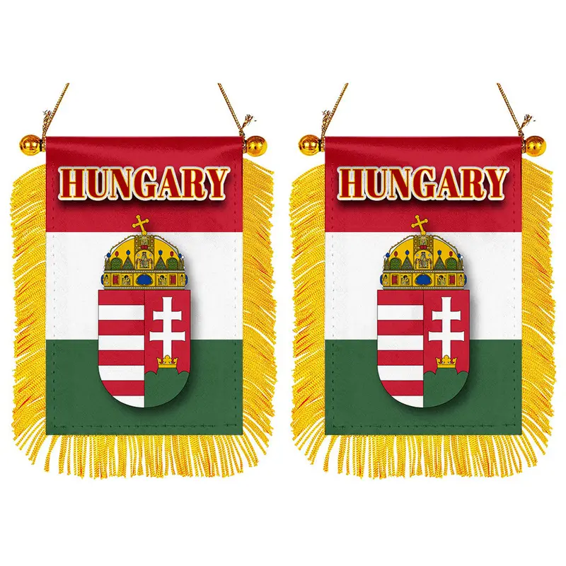 Hungary Mini Flag for Rearview Mirror – 2-Pack Patriotic Car Accessory
