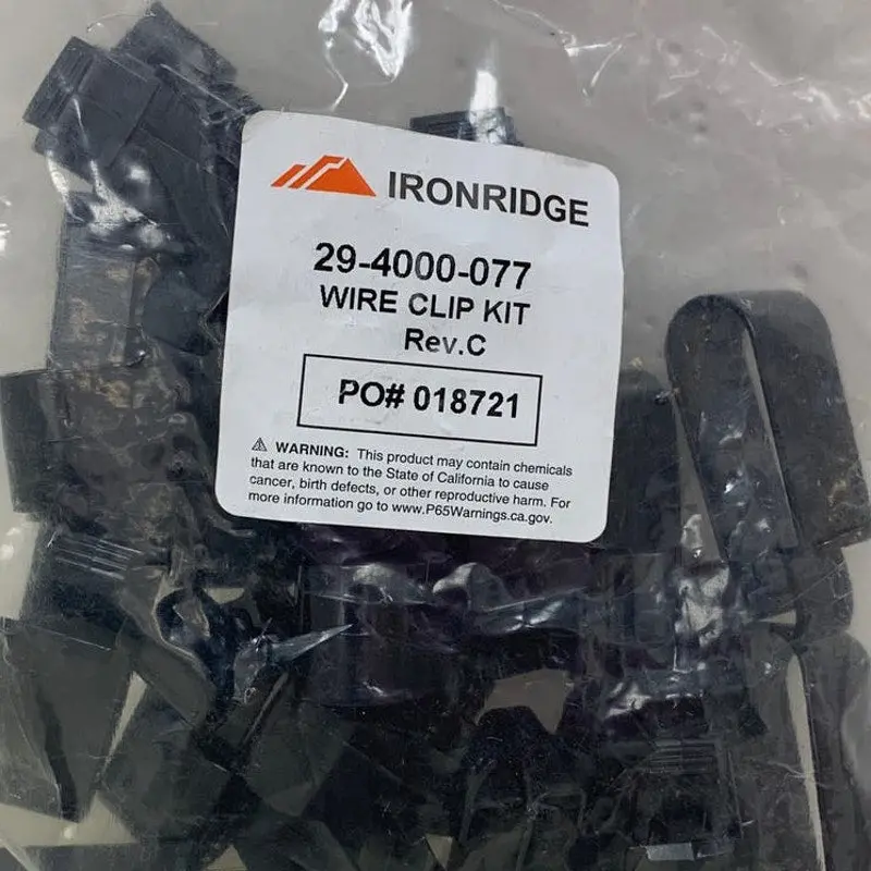 IronRidge 20-Piece Black Plastic Wire Clip Kit – Model 29-4000-077 Rev C