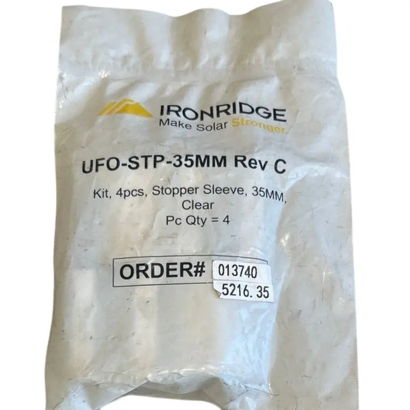 Ironridge UFO-STP-35MM Rev C Solar Stopper Sleeves – Clear Silver, 4-Pack