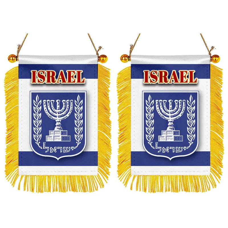 Israel Mini Flag for Car Mirror Display – Dual-Pack Patriotic Banner Set