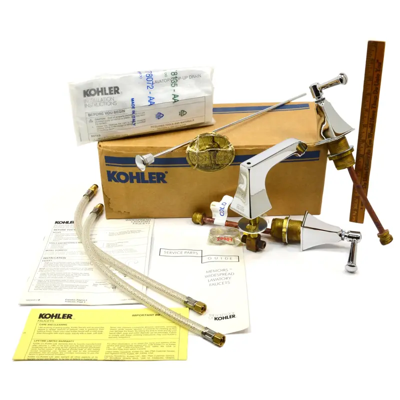 Kohler Memoirs Widespread Lavatory Faucet – Polished Chrome Finish, Model 454-4S-CP