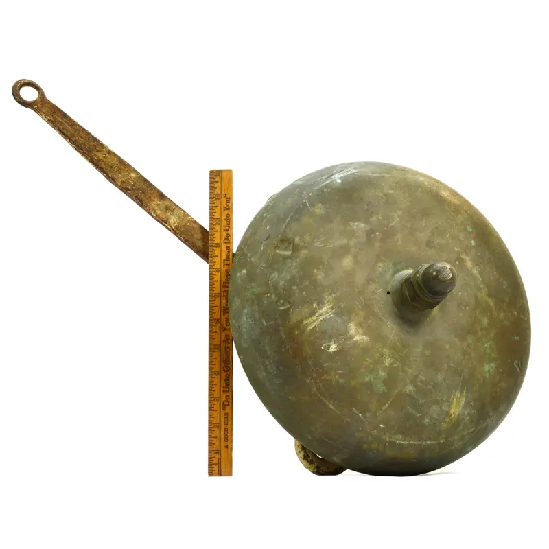 Large 13-Inch Boxing Ring Bell – Brass-and-Iron Ring Bell Mounted on Wood Base (Springs Needed)